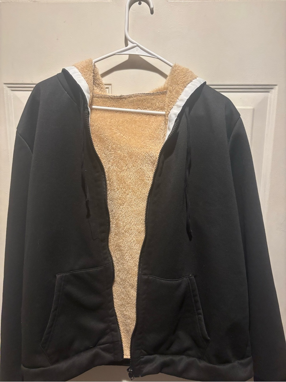 Women’s Black Sherpa-Lined Zip Hoodie Jacket